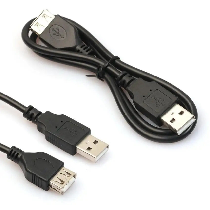 Фото MOSUNX 1 шт. 2ft/60 см черный USB Мужчин Женский Расширение Extender данных M/F адаптер кабель