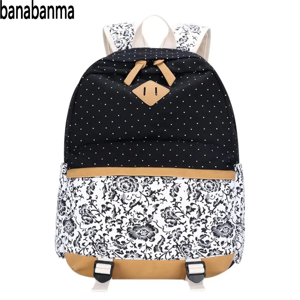 Banabanma Student Backpack Stripe/Polka Dot/Floral Canvas Backpack Contrast Color Shoulder Bag Laptop Bag Schoolbag Daypack ZK50
Banabanma Student Backpack Stripe/Polka Dot/Floral Canvas Backpack Contrast Color Shoulder Bag Laptop Bag Schoolbag Daypack ZK50