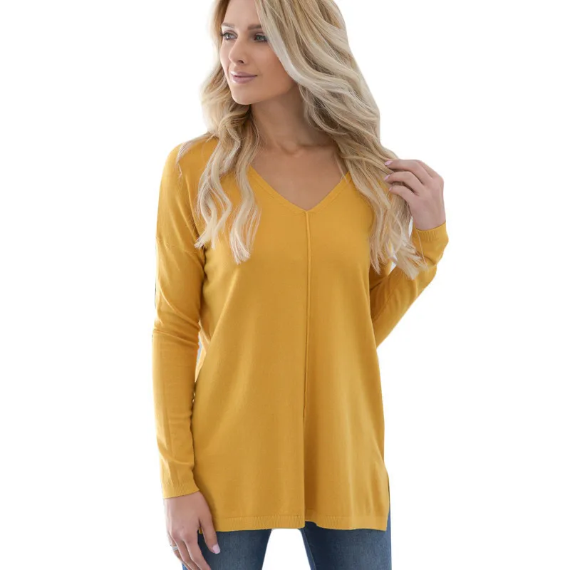 Women Casual Sweater Solid V-Neck Pullover Sweaters Long Sleeve Loose Knitted Sweater Female Pullovers Jumper Top Pull Femme
Women Casual Sweater Solid V-Neck Pullover Sweaters Long Sleeve Loose Knitted Sweater Female Pullovers Jumper Top Pull Femme