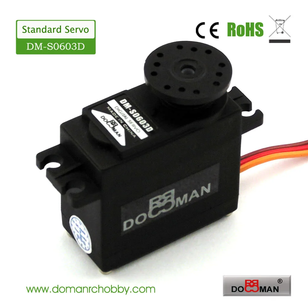 DOMAN RC DM-S0603D 40g/0.14s/5.5kg.cm plastic gear 270 degree robot 6kg digital servo
DOMAN RC DM-S0603D 40g/0.14s/5.5kg.cm plastic gear 270 degree robot 6kg digital servo