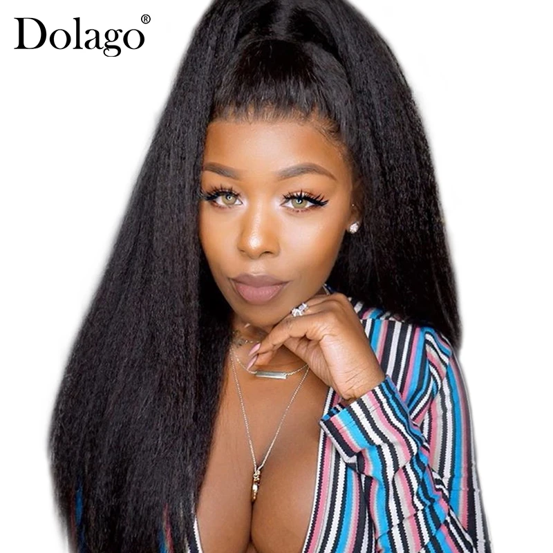 Kinky Straight Glueless Full Lace Wigs 250% Density Coarse Yaki Human Hair Wigs For Women Brazilian Wig Black Dolago Remy
Kinky Straight Glueless Full Lace Wigs 250% Density Coarse Yaki Human Hair Wigs For Women Brazilian Wig Black Dolago Remy