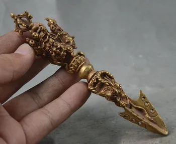 6" Tibet Bronze Gold Mahakala Buddha Statue Vajra XiangMo Phurpa Dagger Holder
6" Tibet Bronze Gold Mahakala Buddha Statue Vajra XiangMo Phurpa Dagger Holder