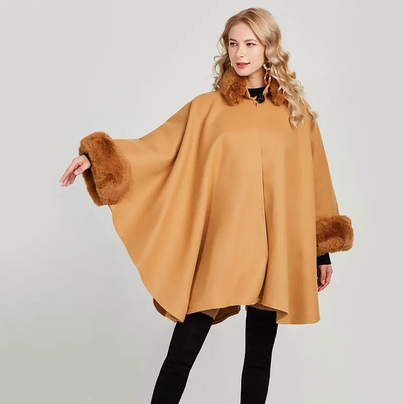 Elegant Women Autumn Cloak Faux Fox Fur Collar Coat M-XL Plus Size Lady Cape and Poncho Casual One Button Loose Cardigan Coats
Elegant Women Autumn Cloak Faux Fox Fur Collar Coat M-XL Plus Size Lady Cape and Poncho Casual One Button Loose Cardigan Coats