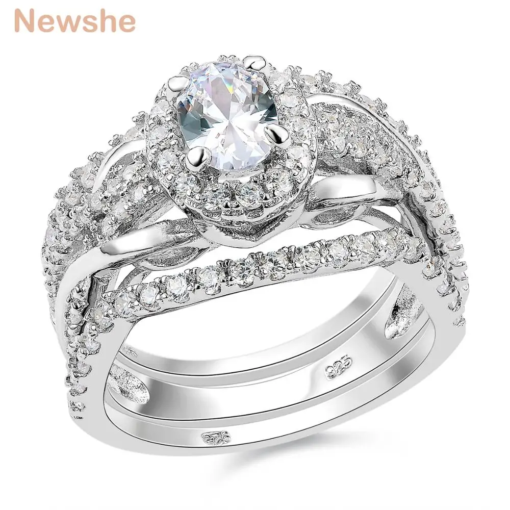 Newshe 3 Pcs Halo Wedding Ring Set 925 Sterling Silver 1.5 Ct Oval Shape AAA CZ Engagement Rings For Women Trendy Jewelry
Newshe 3 Pcs Halo Wedding Ring Set 925 Sterling Silver 1.5 Ct Oval Shape AAA CZ Engagement Rings For Women Trendy Jewelry