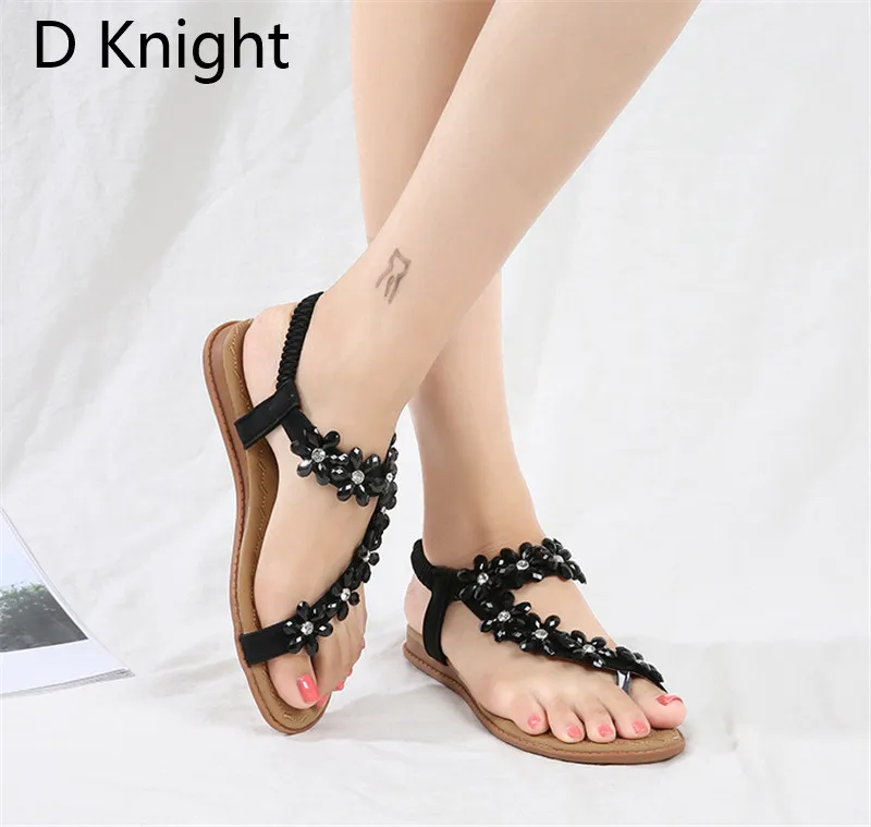 Boho Women Shoes Comfort Sandals Summer Fashion Crystal Flip Flops High Quality Flat Sandals Gladiator Sandalias Plus Size 42 (22)