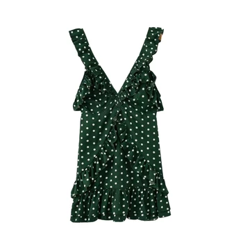 Sexy Women Double V-neck White Dot Design Mini Dress Summer Spaghetti Strap Front Ruffles Dot Printed Sexy Ladies A-line Dress
Sexy Women Double V-neck White Dot Design Mini Dress Summer Spaghetti Strap Front Ruffles Dot Printed Sexy Ladies A-line Dress