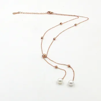 Fashion Brand Stainless Steel Rose Gold Color Love Bead simulated pearl Chain Pendant necklace Women Christmas Gift
Fashion Brand Stainless Steel Rose Gold Color Love Bead simulated pearl Chain Pendant necklace Women Christmas Gift