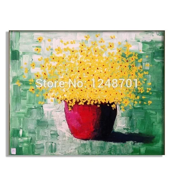 yellow flowers Original abstract Oil painting contemporary landscape palette knife floral impasto painting