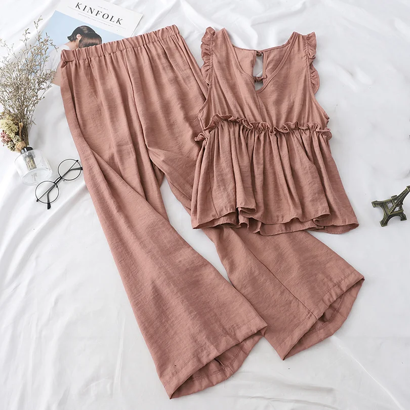 Taotrees Women Summer Solid Wooden Ear Strap Vest + Loose Casual Wide-legged Pants Two Piece Sets Women
Taotrees Women Summer Solid Wooden Ear Strap Vest + Loose Casual Wide-legged Pants Two Piece Sets Women