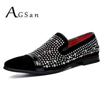 AGSan Men Handmade Luxury Brand Men Loafers Diamond Rhinestones Dress Shoes Red Bottom Wedding Party Loafers Smoking Slippers
AGSan Men Handmade Luxury Brand Men Loafers Diamond Rhinestones Dress Shoes Red Bottom Wedding Party Loafers Smoking Slippers