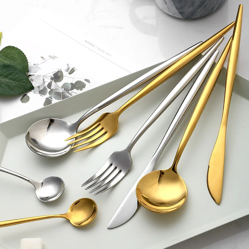 Gold Cutlery Set 304 Stainless Steel Dinnerware Knife Fork Spoon Western Food Set for Dinner Kitchen Tableware Set
Gold Cutlery Set 304 Stainless Steel Dinnerware Knife Fork Spoon Western Food Set for Dinner Kitchen Tableware Set