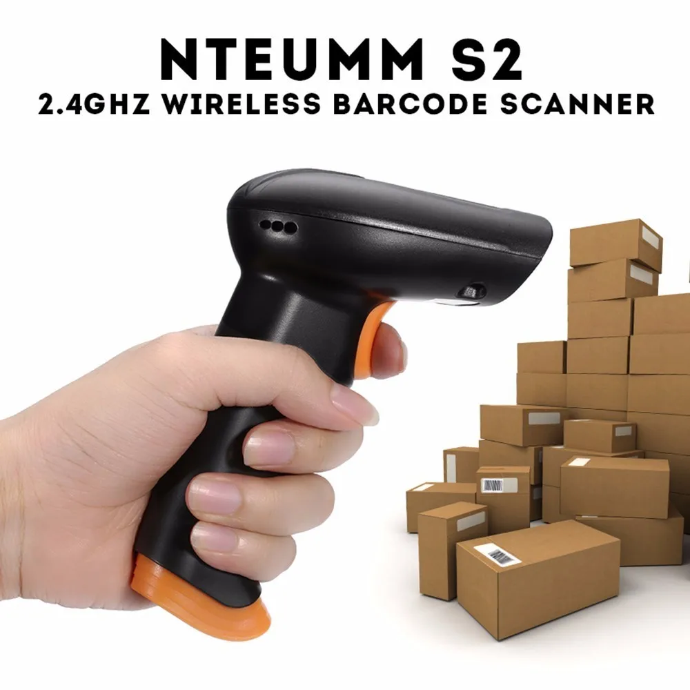 

NTEUMM S2 2.4GHz Wireless Wifi Cordless Barcode Scanner 120 Scans/S Store 5000 Barcodes with 500mAh Li Battery+USB Cable