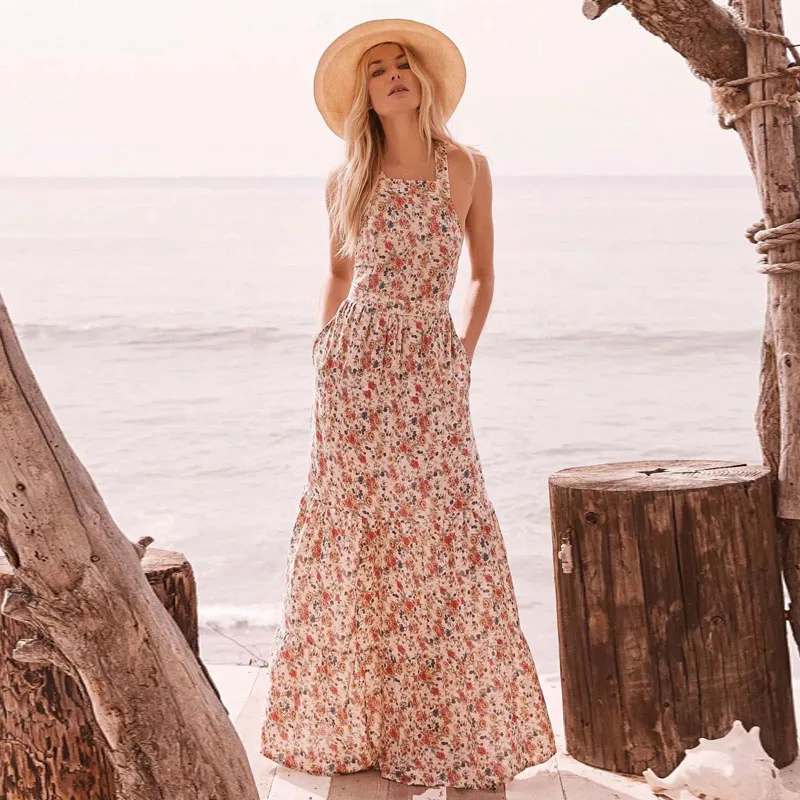 2019 Women Dress Sleeveless Boho Chic Long Dress Floral Print Pinafore Dress Strap Sexy Backless Summer Beach Hippie Dresses
2019 Women Dress Sleeveless Boho Chic Long Dress Floral Print Pinafore Dress Strap Sexy Backless Summer Beach Hippie Dresses