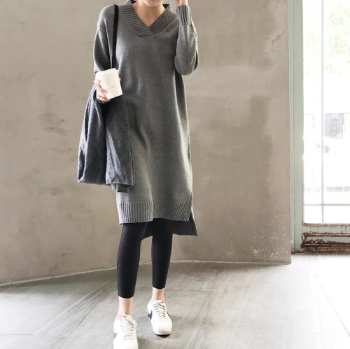 2019 Autumn Winter Korean Style Women Sweaters And Pullovers Knitted Long Sleeve V-neck Streetwear Long Sweater Oversize Black
2019 Autumn Winter Korean Style Women Sweaters And Pullovers Knitted Long Sleeve V-neck Streetwear Long Sweater Oversize Black