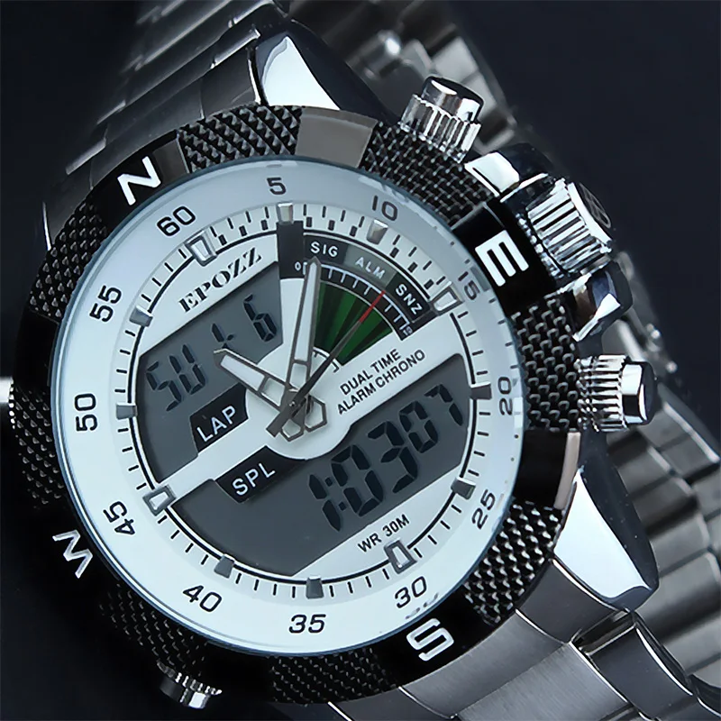 Epozz Analog and Digital sport watch Stainless steel strap Relogio masculino Male watches Men clock Top brand casual fashion
Epozz Analog and Digital sport watch Stainless steel strap Relogio masculino Male watches Men clock Top brand casual fashion