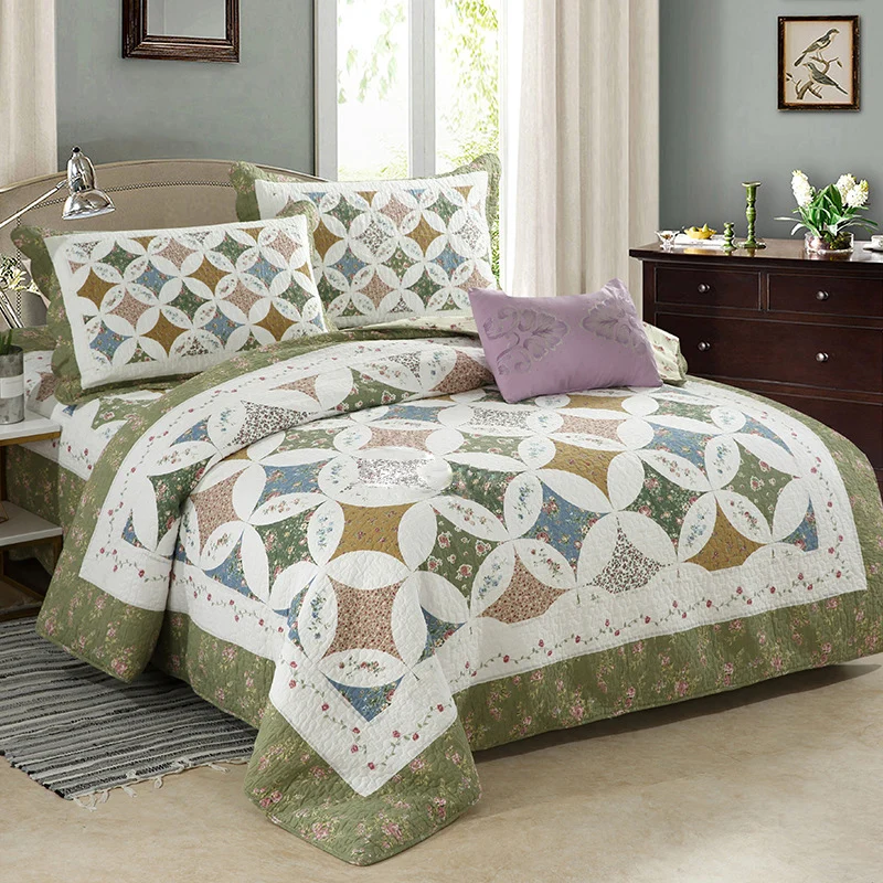 Waliicorners Bedspreads For Bed Cotton Quilt Set 3Pcs/4Pcs Printed Quilted Duvet Cover Bed Cover Pillowcase Queen King Coverlet Set 9