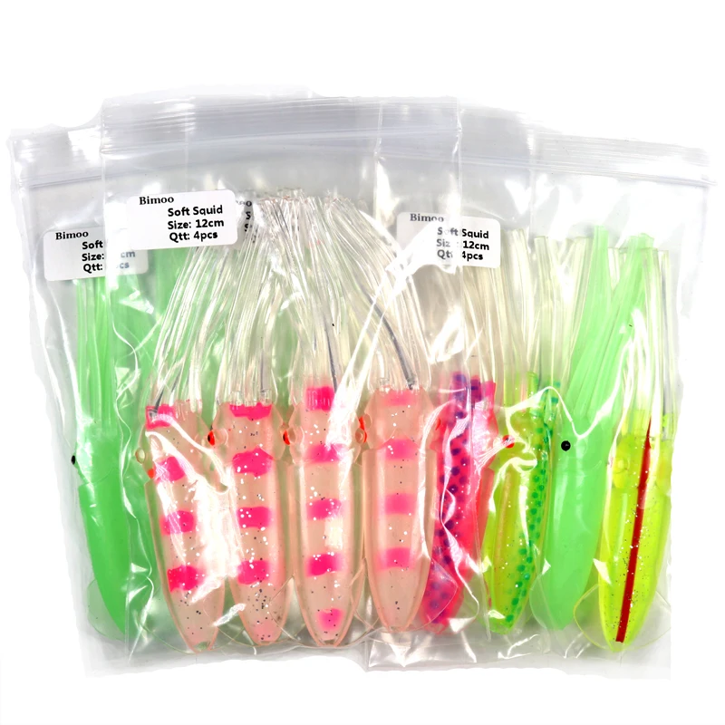 Bimoo 1bags=4pcs 12cm Soft Squid Lures Jigging Game Fishing Saltwater Fishing Bait Octopus Luminous Clear Pink for DIY Rigs
Bimoo 1bags=4pcs 12cm Soft Squid Lures Jigging Game Fishing Saltwater Fishing Bait Octopus Luminous Clear Pink for DIY Rigs