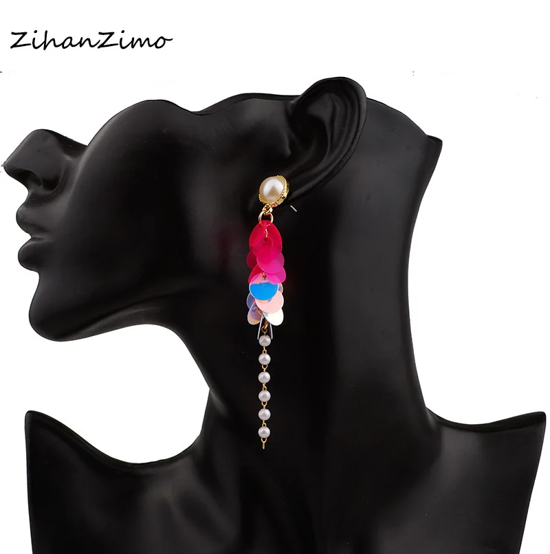 Korean version of the super shiny piece of pearl earrings long fashion handmade sequins tassel earrings female jewelry gift
Korean version of the super shiny piece of pearl earrings long fashion handmade sequins tassel earrings female jewelry gift