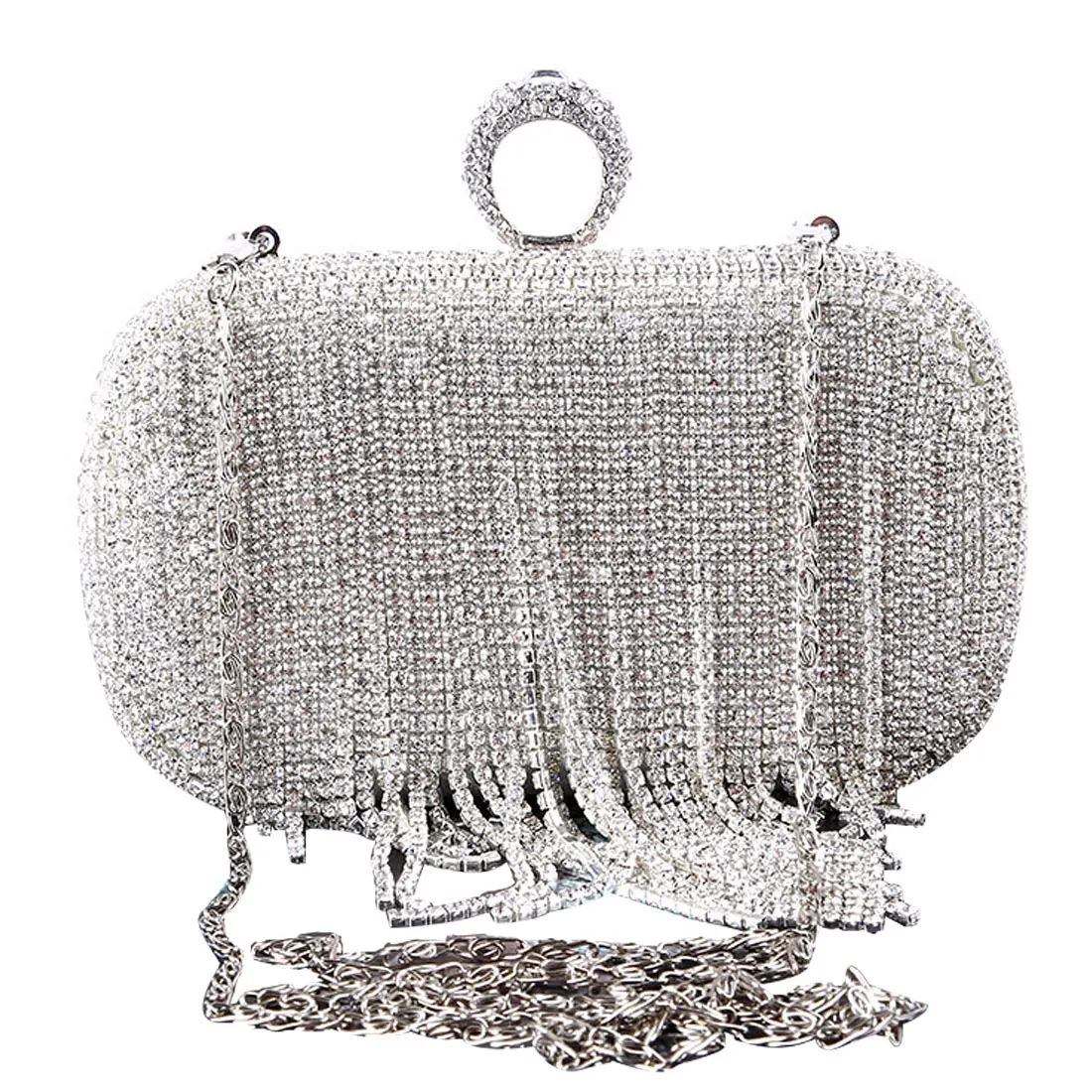 Rhinestone Tassels Ring Clutch Bag Women Vintage Shoulder Clutches Purse Female Sliver Fashion Party Wedding Chain Evening Bags
Rhinestone Tassels Ring Clutch Bag Women Vintage Shoulder Clutches Purse Female Sliver Fashion Party Wedding Chain Evening Bags