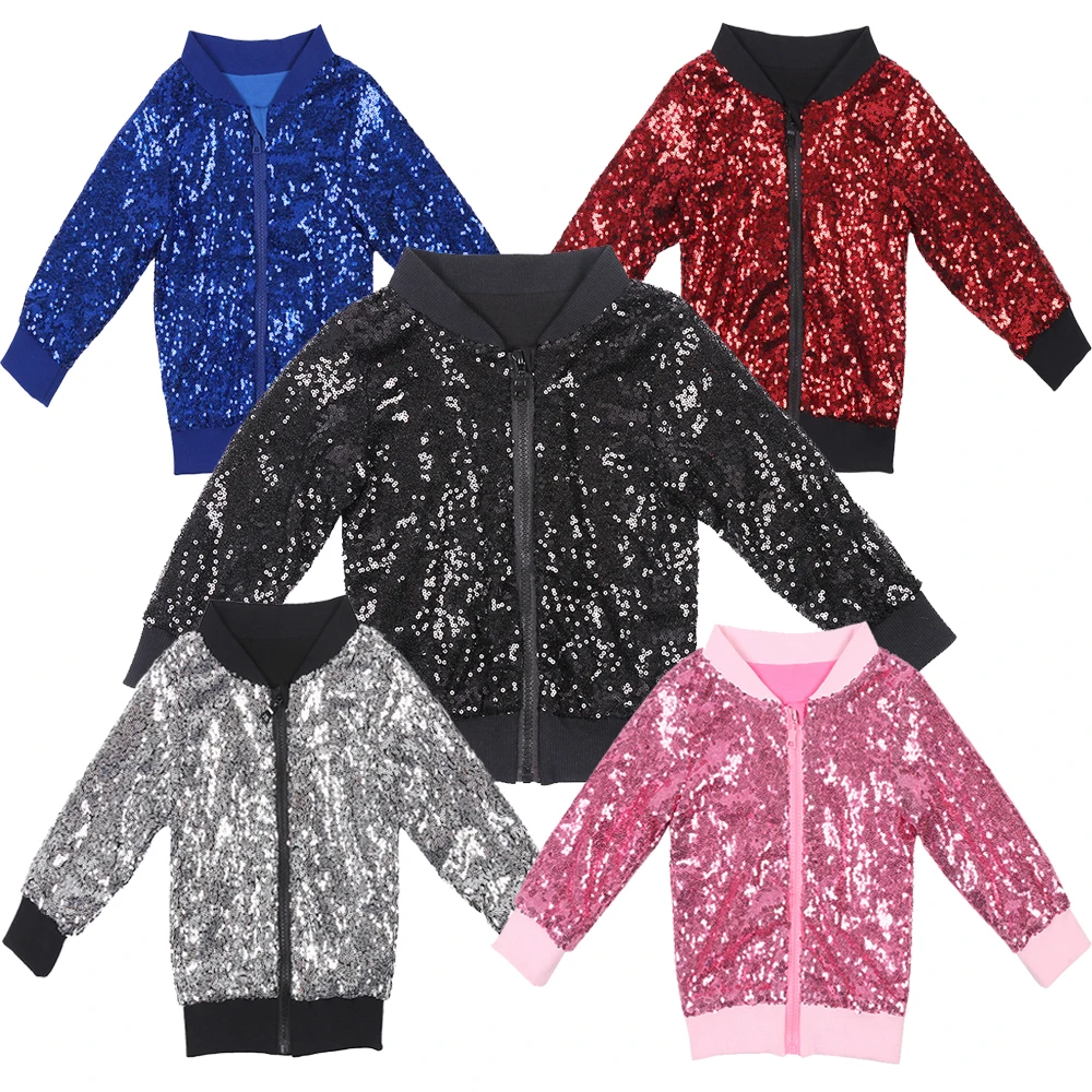 Girls Bomber Jacket Sparkle Spring Autumn Winter Boys Cotton Sequin Solid Coat Christmas Halloween Gift Children Jacket for Kids
Girls Bomber Jacket Sparkle Spring Autumn Winter Boys Cotton Sequin Solid Coat Christmas Halloween Gift Children Jacket for Kids