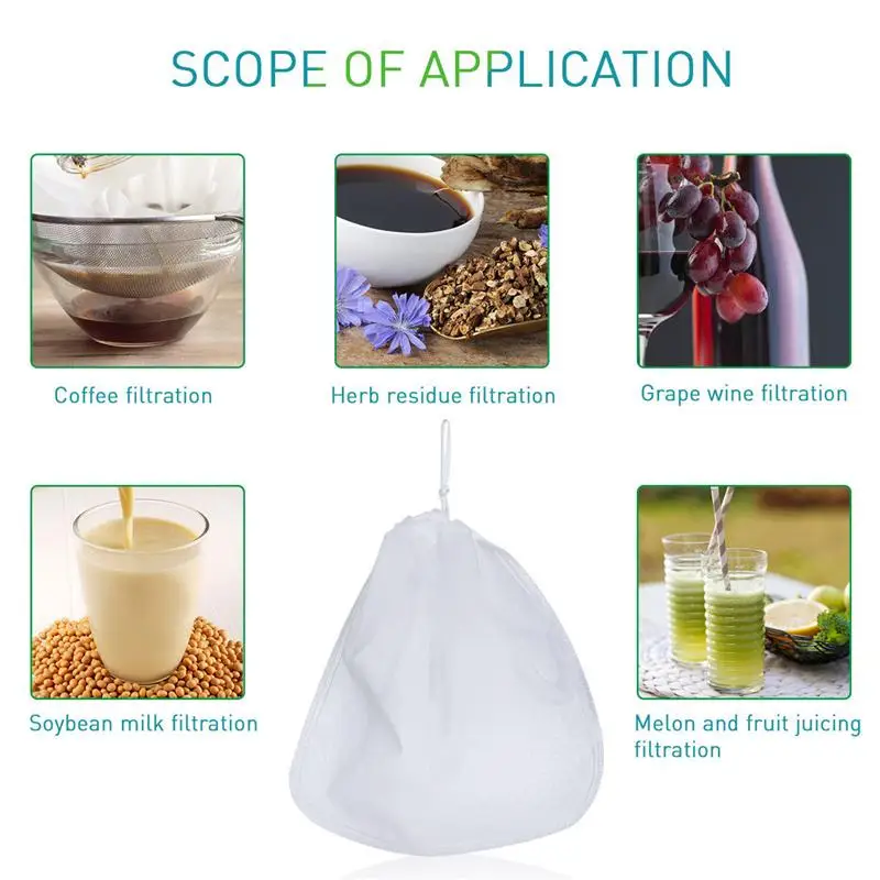 200μm Nut Milk Bag Reusable Almond Milk Bags Commercial Food Grade Fine Nylon Mesh Food Strainer Cheese Maker Coffee Tea Filter
200μm Nut Milk Bag Reusable Almond Milk Bags Commercial Food Grade Fine Nylon Mesh Food Strainer Cheese Maker Coffee Tea Filter