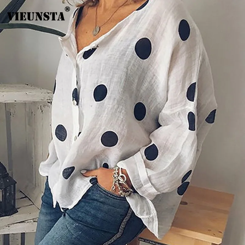 VIEUNSTA 2019 Polka Dots Print Women Casual Blouse Shirt Long Sleeve Buttons Loose Womens Blouses And Tops Plus Size Basic Blusa
VIEUNSTA 2019 Polka Dots Print Women Casual Blouse Shirt Long Sleeve Buttons Loose Womens Blouses And Tops Plus Size Basic Blusa
