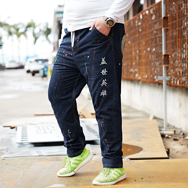 New Brand Clothing Men's Spring Jeans Comfortable High-Quality Cotton Stretch Slim Denim Pants Dark Blue Large Big Size M-8XL | Мужская