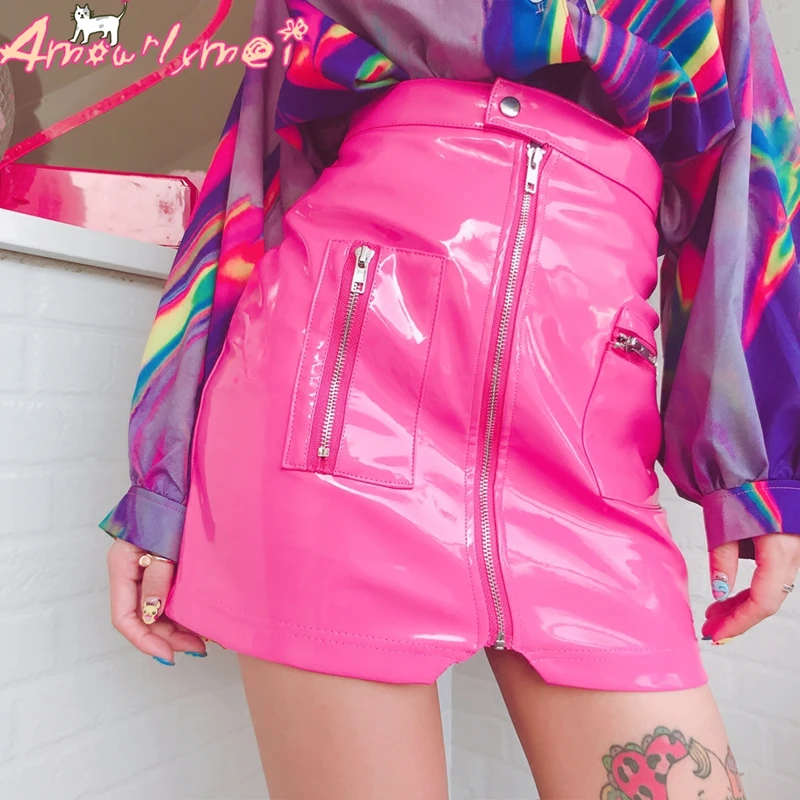 Summer Punk Harajuku PU Leather Skirts Women 2019 Zipper Sexy High Waist Short Skirt Ladies Casual Party Skirt Female Saias
Summer Punk Harajuku PU Leather Skirts Women 2019 Zipper Sexy High Waist Short Skirt Ladies Casual Party Skirt Female Saias