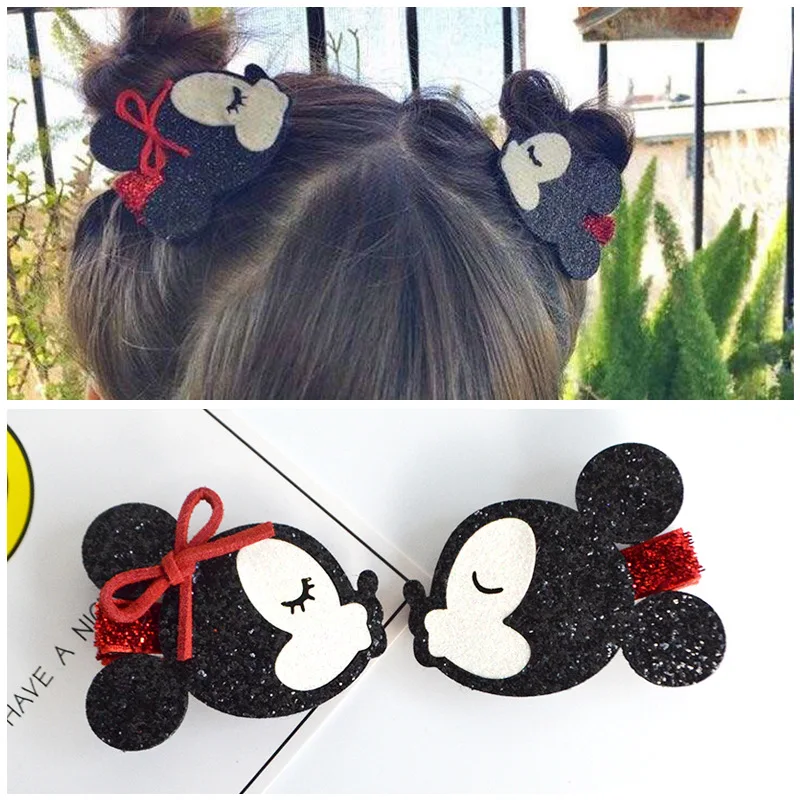 1pcs Kids Girls Hair Clips Hairpins Cartoon Minnie Bowknot Bear Hair Accessories