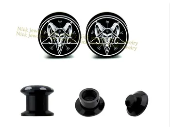 

Brand new black acrylic ear plug 6-25mm aries image flesh tunnel punk piercing jewelry mix 10 sizes NASP-119