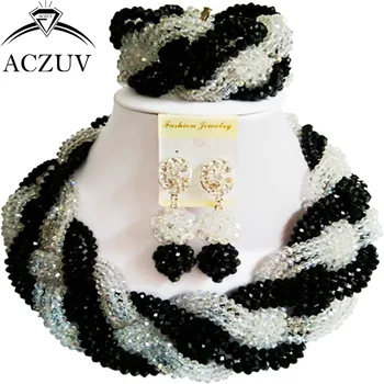 ACZUV Latest Black and Silver Crystal Twisted Necklace African Jewelry Set Nigerian Beads for Wedding Engagement Party A12R009
ACZUV Latest Black and Silver Crystal Twisted Necklace African Jewelry Set Nigerian Beads for Wedding Engagement Party A12R009