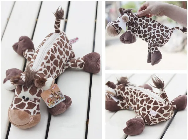 Candice guo nice new forest animal cute deer giraffe plush school creative pencil bag toy children birthday gift pencilbag 1pc | Игрушки и