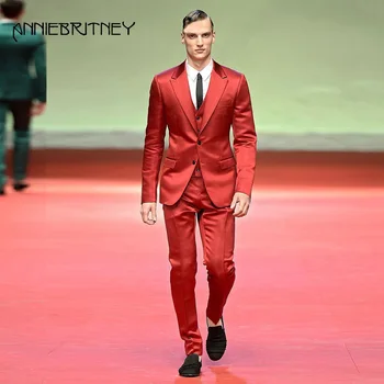 Custom 2018 Red Satin Men Suits for Prom Party 3 Piece Jakcet+Pants+Vest Slim Fit Groom Tuxedos Handsome Mens Blazer Men's Terno
Custom 2018 Red Satin Men Suits for Prom Party 3 Piece Jakcet+Pants+Vest Slim Fit Groom Tuxedos Handsome Mens Blazer Men's Terno