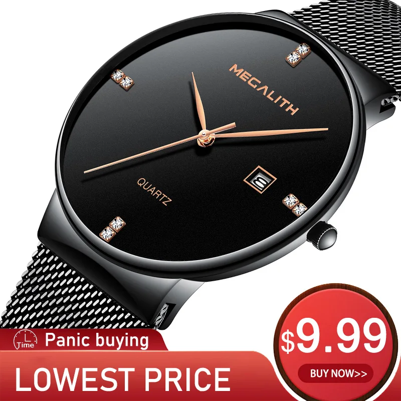 MEGALITH Sport Waterproof Watch Men Luminous Steel Mesh Strap Quartz Wrist Watches Men Horloges Mannen Wholesale Price 9.99$
MEGALITH Sport Waterproof Watch Men Luminous Steel Mesh Strap Quartz Wrist Watches Men Horloges Mannen Wholesale Price 9.99$