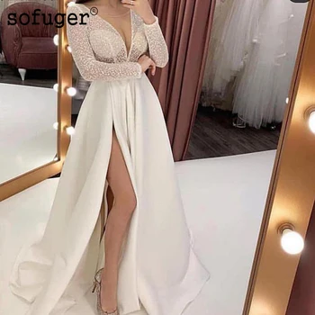Long Ivory Satin High Sexy Slit Pleat V Neck Evening Dress Robe De Soiree Sofuge Vestidos De Fiesta De Noche
Long Ivory Satin High Sexy Slit Pleat V Neck Evening Dress Robe De Soiree Sofuge Vestidos De Fiesta De Noche
