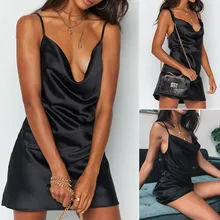 Vestido Sexy de mujer 2019 para mujer negro sin mangas Halter club nocturno Casual Sling Mini vestido de poliéster bata moulante mujer jurken(China)