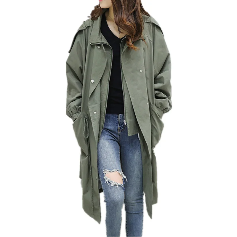 Fashion Women Long Trench Coat 2018 Spring Autumn Plus Size Loose Drawstring Waist Windbreaker Outerwear Female Overcoat C68
Fashion Women Long Trench Coat 2018 Spring Autumn Plus Size Loose Drawstring Waist Windbreaker Outerwear Female Overcoat C68