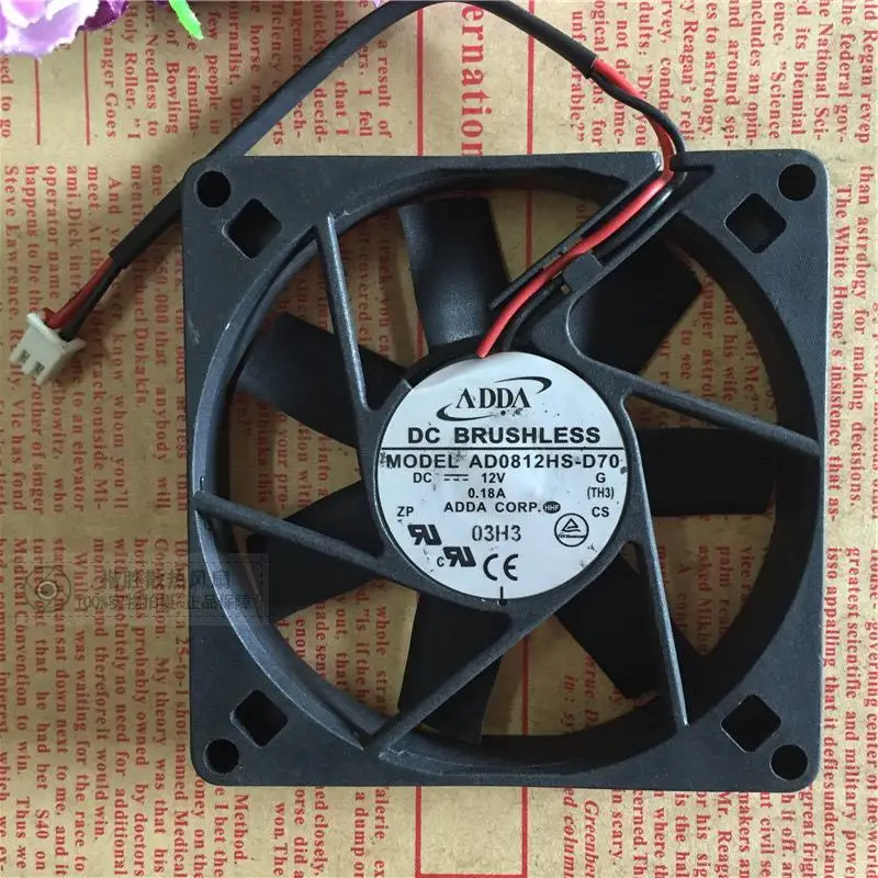 

2 pcs ADDA AD0812HS-D70 DC 12V 0. 18A 8*80*15MM 8015 8CM 80MM silent cooling fan