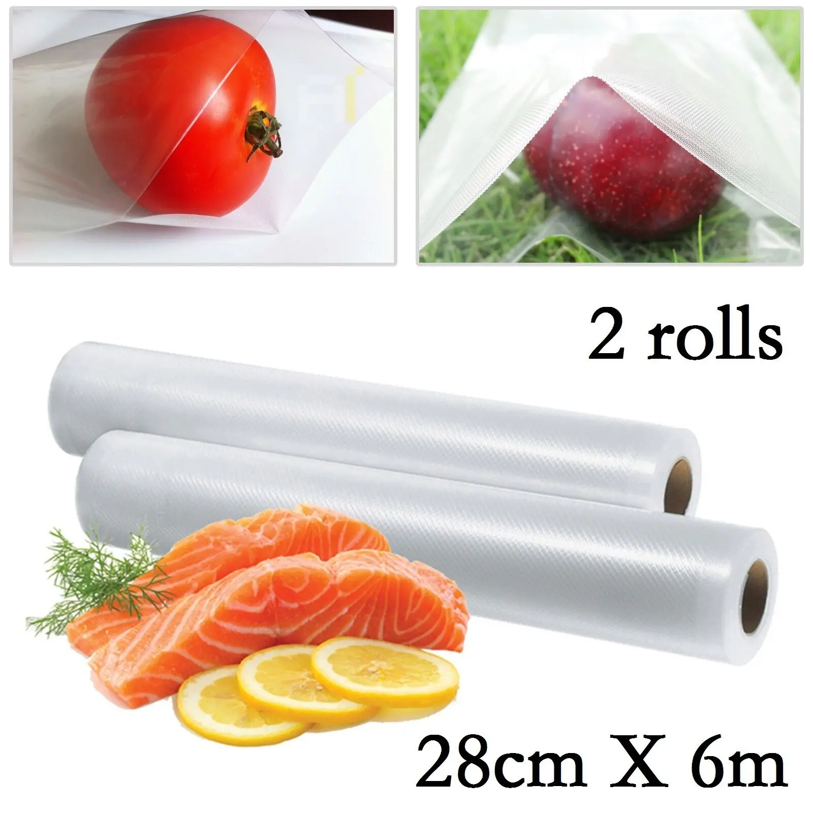 2 Rolls 28CM X 12M Cheapest Tetured Vacuum Sous Vide Food Sealer Storage Bags
2 Rolls 28CM X 12M Cheapest Tetured Vacuum Sous Vide Food Sealer Storage Bags