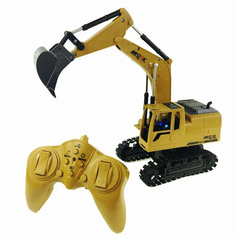 8CH Simulation RC excavator toys with Music and light Children's Boys RC truck toys gifts RC Engineering car tractor brinquedos