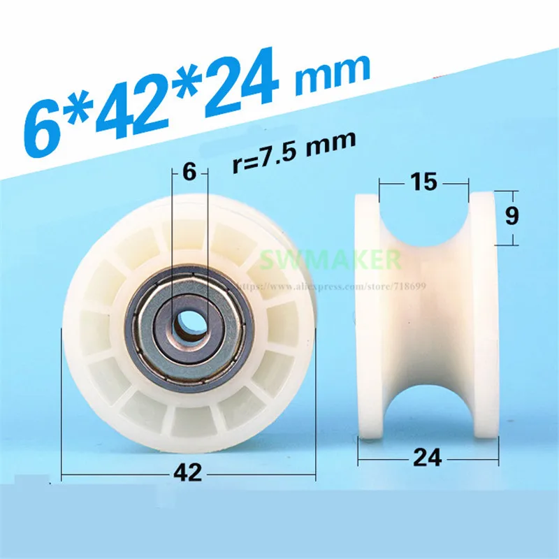 1pcs 6*42*24mm nylon coated plastic pulley, double 608 bearing rolling wheel for spinning machine/textile machinery/15mm track
1pcs 6*42*24mm nylon coated plastic pulley, double 608 bearing rolling wheel for spinning machine/textile machinery/15mm track