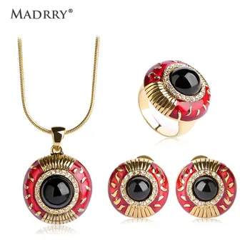 Madrry Ethnic Red Enamel Earring Necklace Ring Round Black Stone Alloy Jewelry Set For Man Women Party Costume Crystal Ornaments
Madrry Ethnic Red Enamel Earring Necklace Ring Round Black Stone Alloy Jewelry Set For Man Women Party Costume Crystal Ornaments