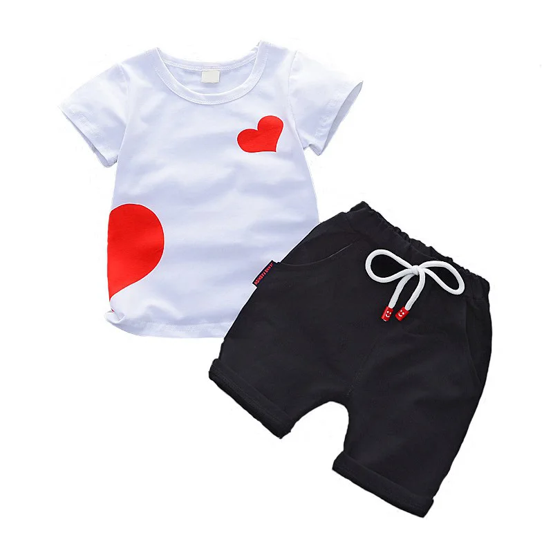 Summer Kids Baby Set Boys Girls Printed Heart White T-Shirt + Solid Shorts Children's Clothing Girls Two Piece Set Suits
Summer Kids Baby Set Boys Girls Printed Heart White T-Shirt + Solid Shorts Children's Clothing Girls Two Piece Set Suits