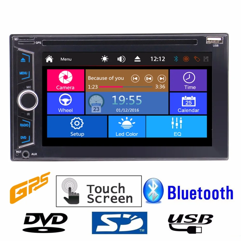 Double 2 DIN Car headunit Electronics DVD CD 1080P Video music Player Bluetooth GPS Navi Digital-TouchScreen Car Stereo Radio
Double 2 DIN Car headunit Electronics DVD CD 1080P Video music Player Bluetooth GPS Navi Digital-TouchScreen Car Stereo Radio