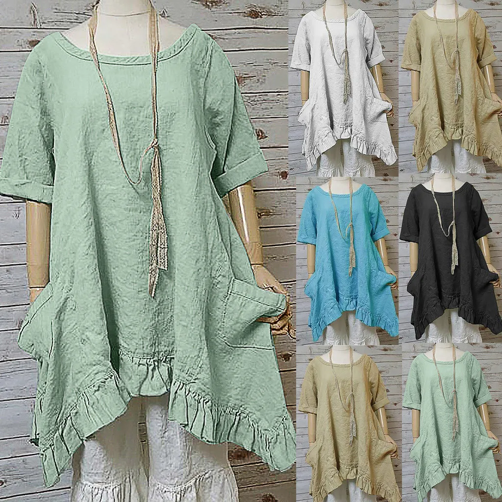 2019 Feitong Women Blouse Loose Summer Light Pure Color Short Sleeve Cotton And Linen Easy Tops Plus Size Shirt Blouse
2019 Feitong Women Blouse Loose Summer Light Pure Color Short Sleeve Cotton And Linen Easy Tops Plus Size Shirt Blouse
