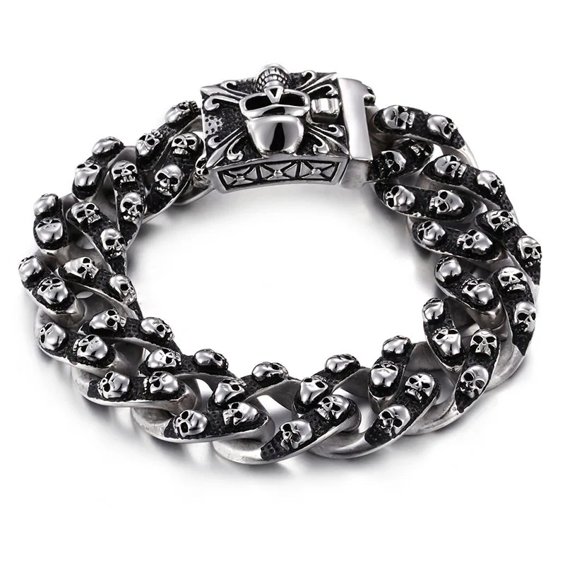 Domineering retro skull men titanium steel bracelet personality rock punk ghost head bracelet tide male accessories
Domineering retro skull men titanium steel bracelet personality rock punk ghost head bracelet tide male accessories