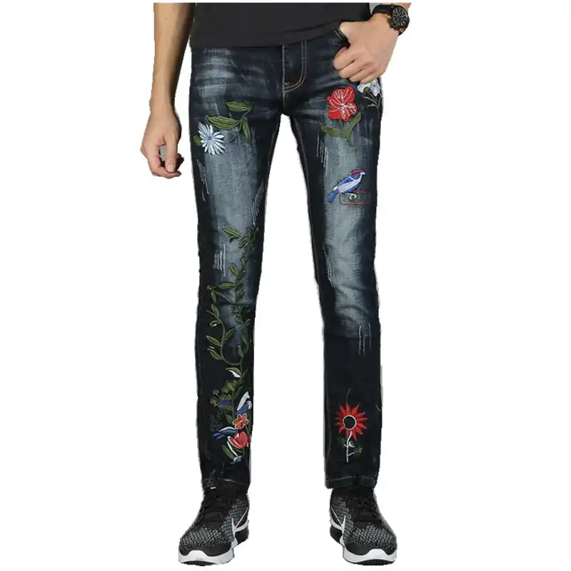 biker jeans with roses