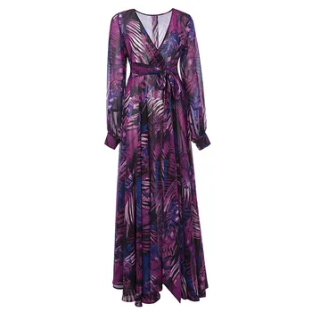 2018 Summer New Lantern Sleeves V-neck Green Leaf Printed Dress Sashed Maxi Beach Dress Loose Casual Holiday Dress
2018 Summer New Lantern Sleeves V-neck Green Leaf Printed Dress Sashed Maxi Beach Dress Loose Casual Holiday Dress