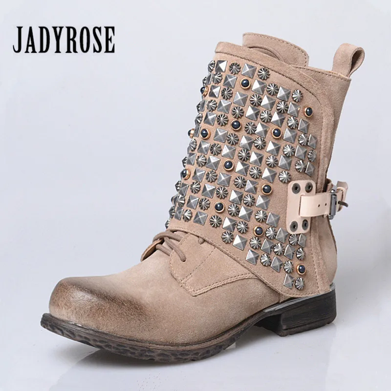 Jady Rose Punk Style Women Ankle Boots Suede Rivets Studded Riding Boots British Buckle High Boot Platform Flat Rubber Botas
Jady Rose Punk Style Women Ankle Boots Suede Rivets Studded Riding Boots British Buckle High Boot Platform Flat Rubber Botas