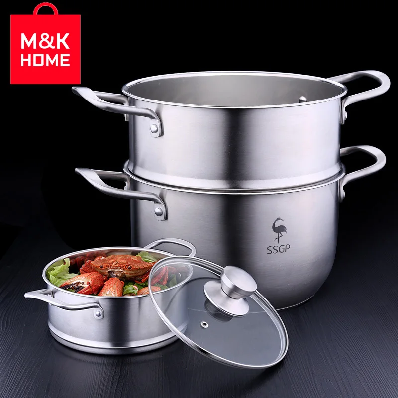 M&K HOME Kitchen Appliances Tools 304 Stainless Steel Soup Pot Three-layer Steel Cooker Cookware Noodle Double Handle Steamer
M&K HOME Kitchen Appliances Tools 304 Stainless Steel Soup Pot Three-layer Steel Cooker Cookware Noodle Double Handle Steamer